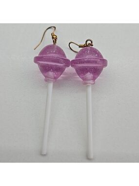 ✨2/$10✨ Pink Resin Saturn Drop Sterling Silver Elements Earrings 2.5''